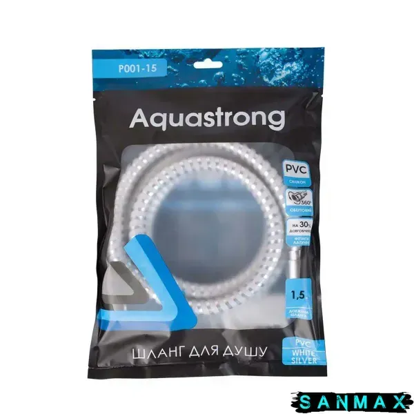 Шланг для душу Aquastrong PVC Білий-Silver 1,5 м. (P001-15) P001-15 фото