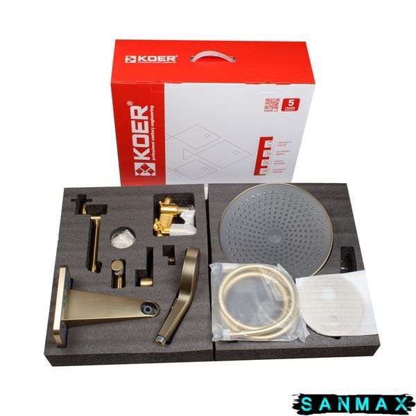 Вбудована душова система Koer KB-66029-12 3 функції Матове Золото (KR5957) KR5957 фото