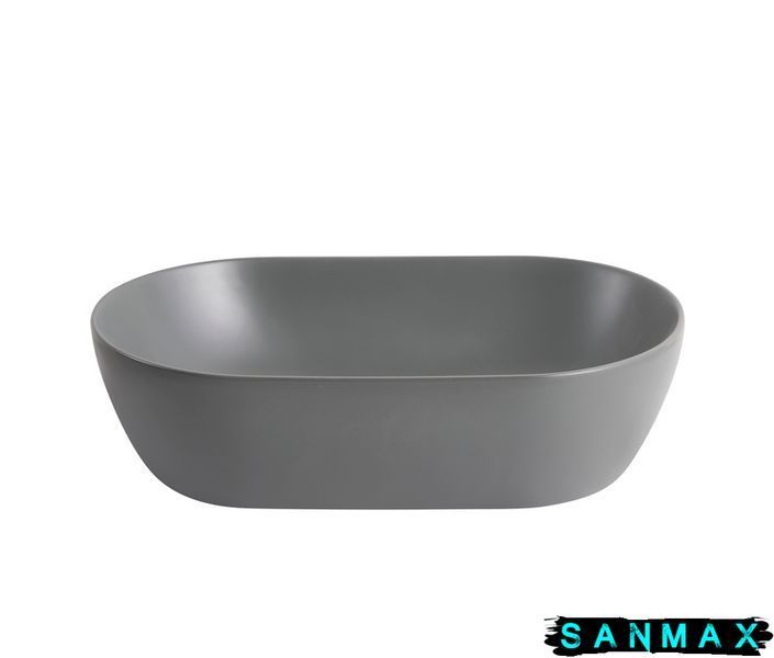 Умивальник накладний керамічний Mixxus Premium Ellipse-0109 Gray 500x300x140mm Сірий (MP6653) MP6653 фото