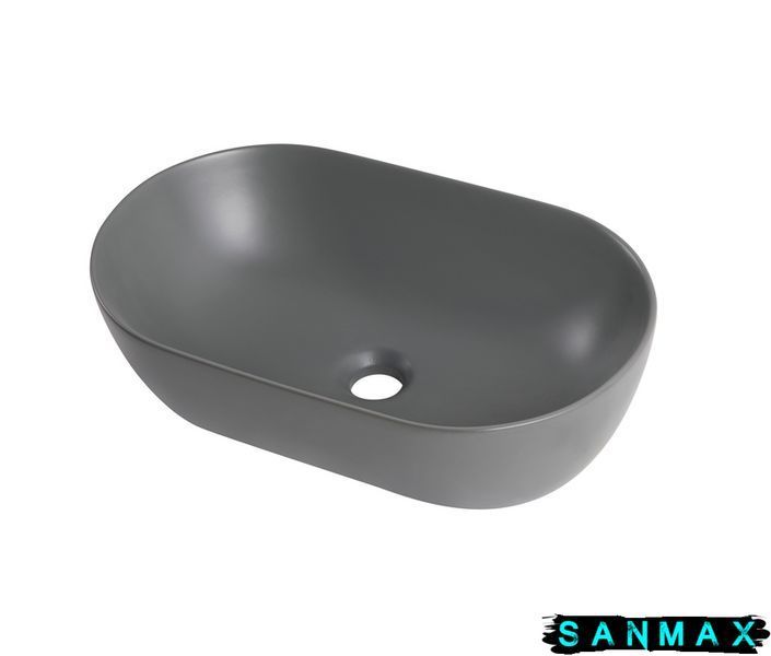 Умивальник накладний керамічний Mixxus Premium Ellipse-0109 Gray 500x300x140mm Сірий (MP6653) MP6653 фото