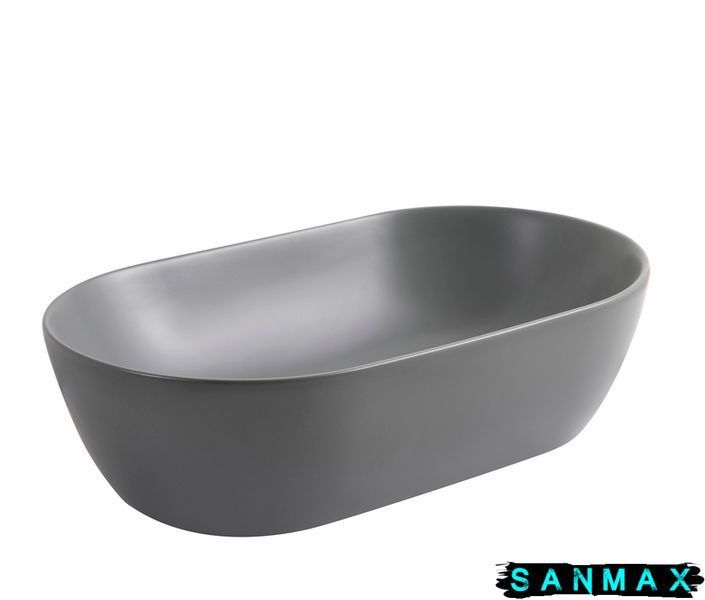 Умивальник накладний керамічний Mixxus Premium Ellipse-0109 Gray 500x300x140mm Сірий (MP6653) MP6653 фото