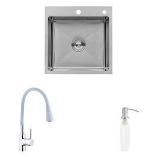 Комплект кухонна мийка Kroner Geb&uuml;rstet-5050HM + змішувач K&uuml;che-C031GRA + дозатор Spender-016 CVS30111 фото