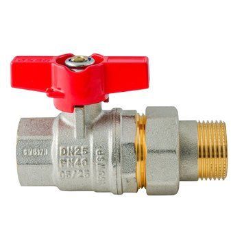 Кран з американкою Koer Extreme KE.227-25 - 1" ручка "метелик" червона (KR5767) KR5767 фото