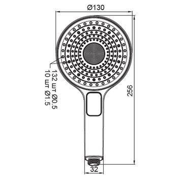 Лійка ручна для душу Koer KP-0403-01 (3 режими) Чорна Хром (KR4991) KR4991 фото