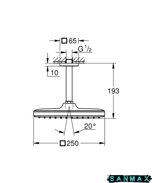 Верхній душ з стельовим кронштейном Grohe Tempesta Cube (26688000) 26688000 фото