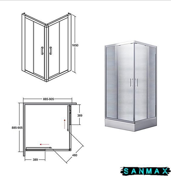 Кабіна квадратна Besco Modern 80x80x165 скло grigio, профіль хромований MK-80-165-G фото