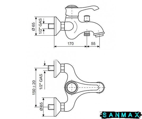 Змішувач для ванни Emmevi Tiffany BIO б/акс Матовий Білий (BIO6001) BIO 6001 фото