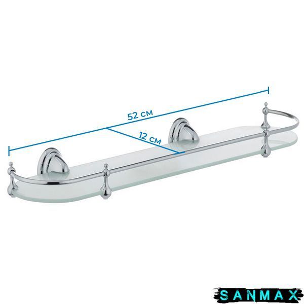 Полиця скляна з обмежувачем Zerix Lr1507 (LL1406) LL1406 фото