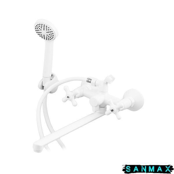 Змішувач для ванни Plamix Pablo -140 Euro Set Білий (з шлангом та лійкою) (PM0670) PM0670 фото