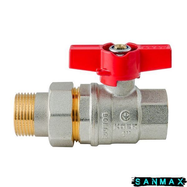 Кран з американкою Koer Extreme KE.227-25 - 1" ручка "метелик" червона (KR5767) KR5767 фото