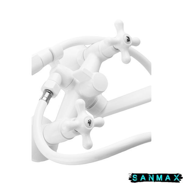Змішувач для ванни Plamix Pablo -140 Euro Set Білий (з шлангом та лійкою) (PM0670) PM0670 фото
