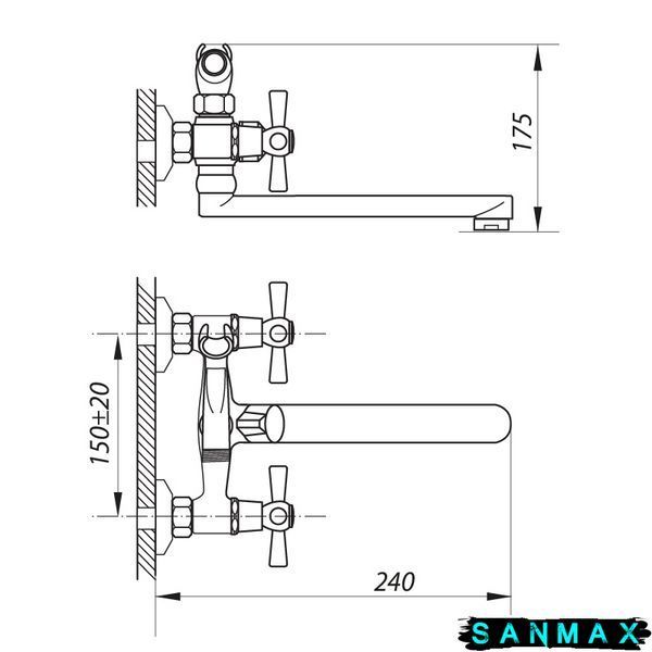 Змішувач для ванни Zerix Dmt-3-B 722 (ZX2939) ZX2939 фото