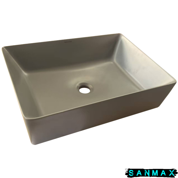 Умивальник накладний керамічний Mixxus Premium Quadro-0108 Gray 550x390x145mm Сірий (MP6652) MP6652 фото