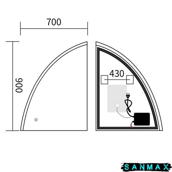 Дзеркало Mixxus Premium Topper MS02-75x100 (Led Touch, Anti-fog, димер (3-6,5kK)) (MP6634) MP6634 фото