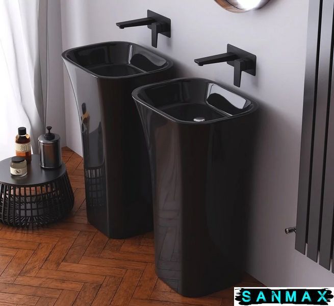 Умивальник вільностоячий Besco Assos 41х52 чорний #UMD-A-WOBW+40% фото