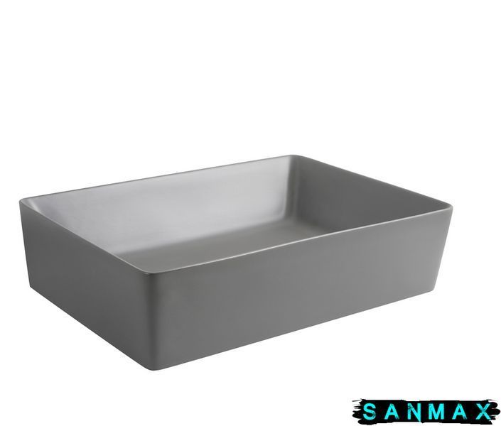 Умивальник накладний керамічний Mixxus Premium Quadro-0108 Gray 550x390x145mm Сірий (MP6652) MP6652 фото