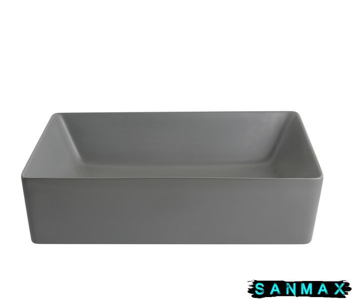 Умивальник накладний керамічний Mixxus Premium Quadro-0108 Gray 550x390x145mm Сірий (MP6652) MP6652 фото
