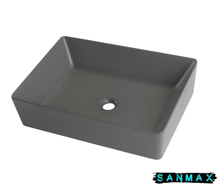 Умивальник накладний керамічний Mixxus Premium Quadro-0108 Gray 550x390x145mm Сірий (MP6652) MP6652 фото