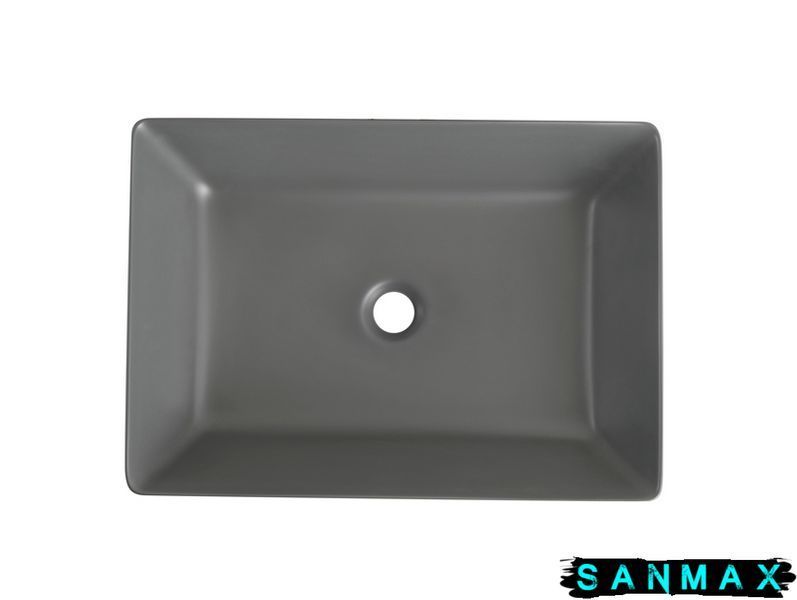 Умивальник накладний керамічний Mixxus Premium Quadro-0108 Gray 550x390x145mm Сірий (MP6652) MP6652 фото