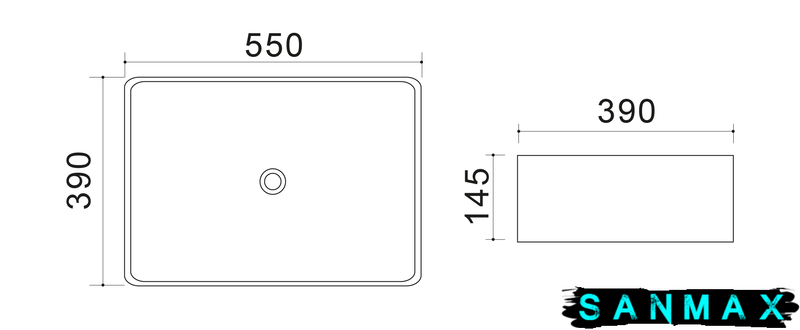 Умивальник накладний керамічний Mixxus Premium Quadro-0108 Gray 550x390x145mm Сірий (MP6652) MP6652 фото