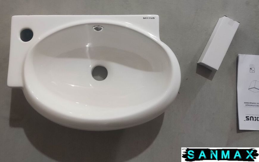 Раковина підвісна Mixxus Premium Diverse-1201-R 400х215х140mm з отвором під змішувач та переливом (MP6506) MP6506 фото