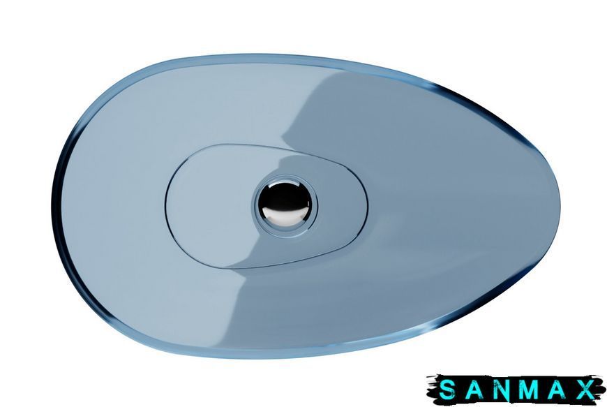 Умивальник на стільницю Besco Neya Blue Wave 60х35 клік-клак хром #UMN-60-BWC фото