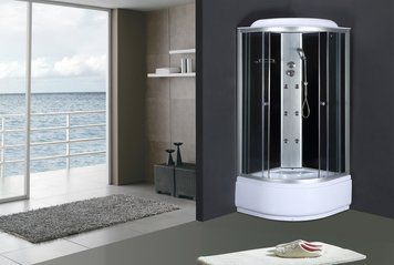 Бокс душовий з гідромасажем Mixxus Strong SBH01-90x90x215-GR Satin з високим піддоном (MI6889) MI6889 фото