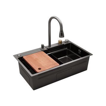 Кухонна мийка Kroner KRP Schwarze - SET7545HM PVD (3/0/0.8 мм) CV033382 фото