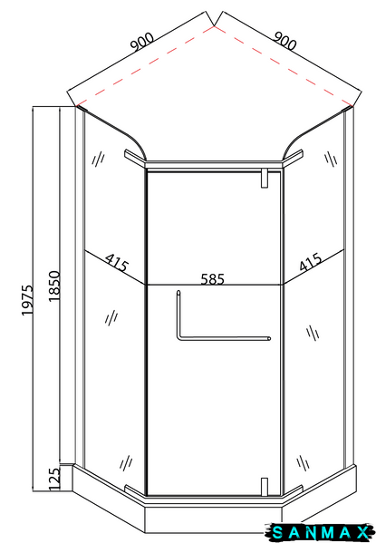 Душова кабіна з низьким піддоном Mixxus Lines SCT01-90x90x198-TR Графіт прозоре скло 6мм (MI6914) MI6914 фото