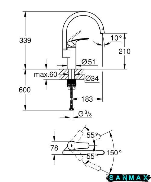 Змішувач для кухні Grohe Eurosmart New (33202003) 33202003 фото