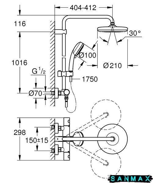 Душова система термостатична Grohe New Tempesta Cosmop. System (27922001) 27922001 фото