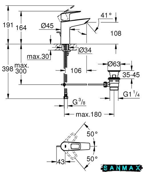 Змішувач для умивальника M-розміру Grohe BauLoop New (23762001) 23762001 фото