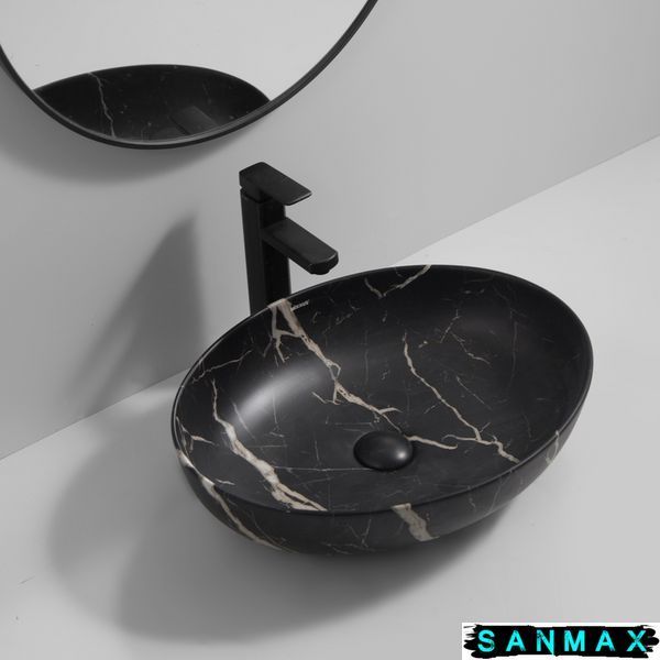 Раковина накладна Mixxus Premium Ellipse-0102 Marble 515х400х130mm (MP6552) MP6552 фото