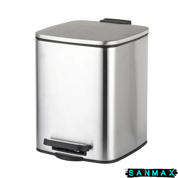 Відро для сміття з плавним закриттям квадратне Zerix Kubix-Tc0106 Ss Color 6л колір нержавійка (ZX5889) ZX5889 фото