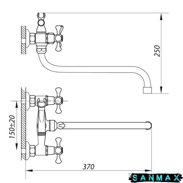 Змішувач для ванни Zerix D3Q 722 (ZX0006) ZX0006 фото