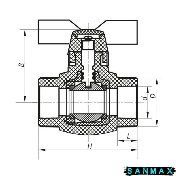 Кран кульовий PPR КШ Koer (метелик) для гарячої води 20 Koer K0181.PRO 120 (KP0234) KP0234 фото
