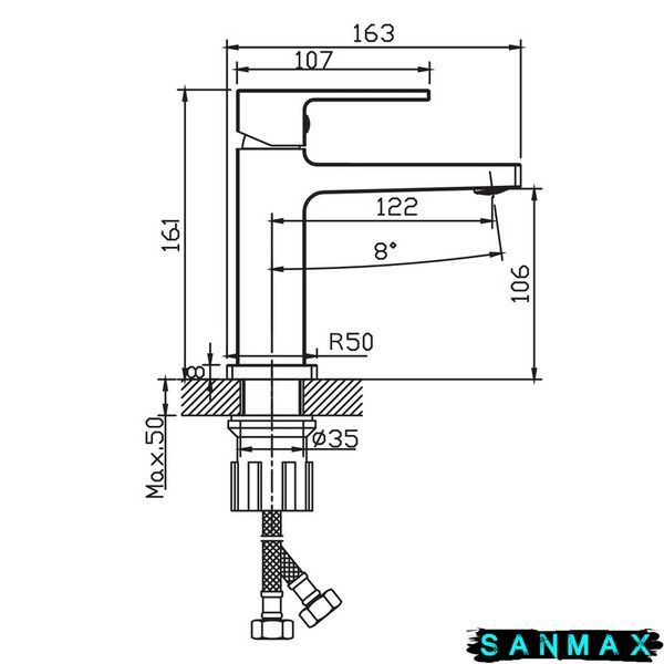 Змішувач для умивальника Haiba Kant 001 Хром (HB9600) HB9600 фото