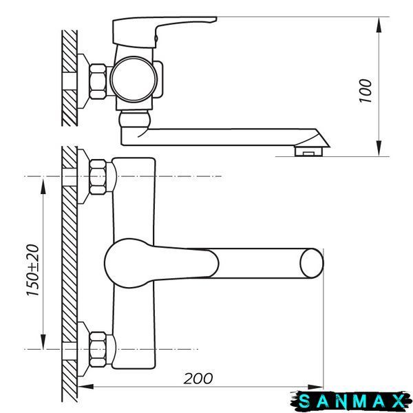 Змішувач для ванни Zerix Pud3 045 Нерж (ZX2920) ZX2920 фото