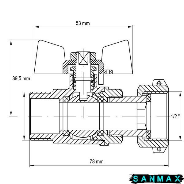 Кран прямий з накидною гайкою 1/2 ВЗ Вода Koer KR.220 (KR0164) KR0164 фото