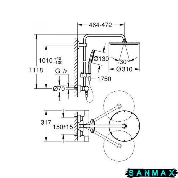 Душова система термостатична Grohe Rainshower Smartactive 310 (27966001) 27966001 фото