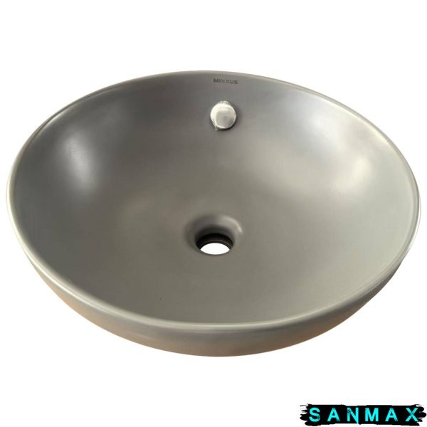 Умивальник накладний керамічний Mixxus Premium Topper-0201 Gray 410x410x165mm з переливом Сірий (MP6649) MP6649 фото