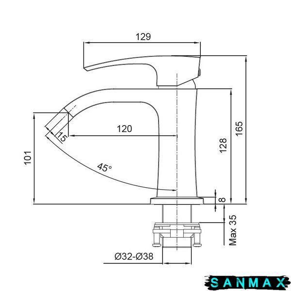 Змішувач для умивальника, хром Koer KB-12007-01 (KR3442) KR3442 фото