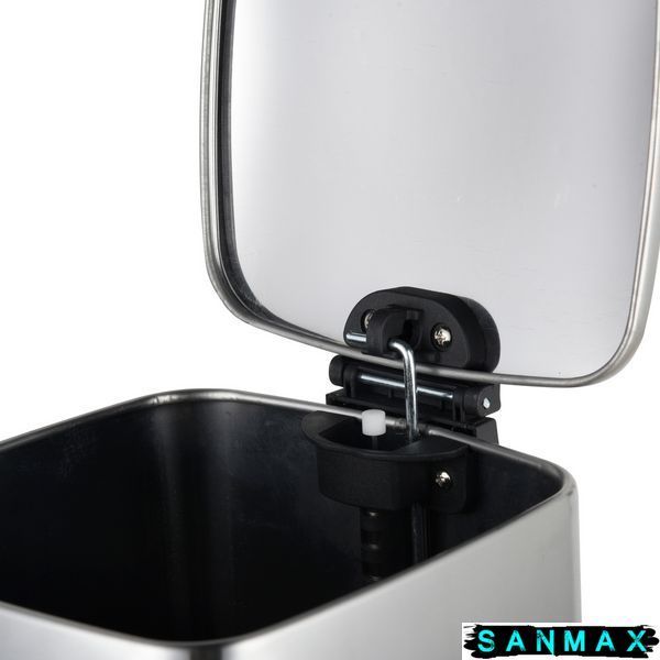 Відро для сміття з плавним закриттям квадратне Zerix Kubix-Tc0106 Ss Color 6л колір нержавійка (ZX5889) ZX5889 фото