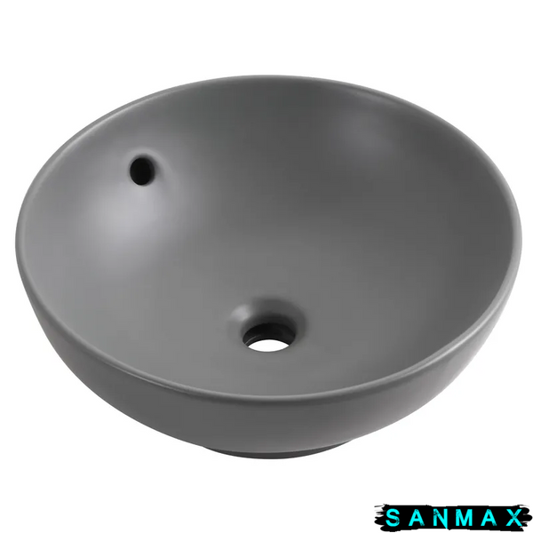 Умивальник накладний керамічний Mixxus Premium Topper-0201 Gray 410x410x165mm з переливом Сірий (MP6649) MP6649 фото