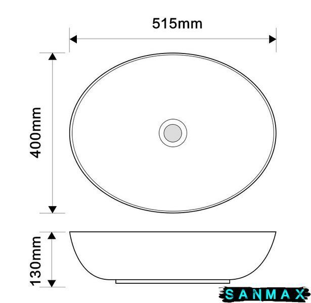 Раковина накладна Mixxus Premium Ellipse-0102 Marble 515х400х130mm (MP6552) MP6552 фото