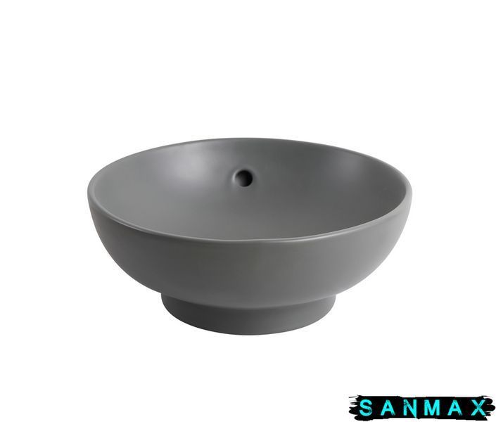 Умивальник накладний керамічний Mixxus Premium Topper-0201 Gray 410x410x165mm з переливом Сірий (MP6649) MP6649 фото