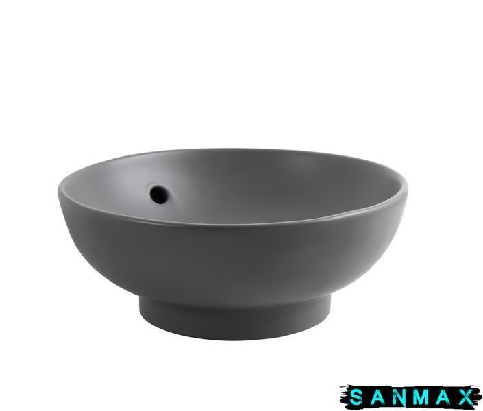 Умивальник накладний керамічний Mixxus Premium Topper-0201 Gray 410x410x165mm з переливом Сірий (MP6649) MP6649 фото