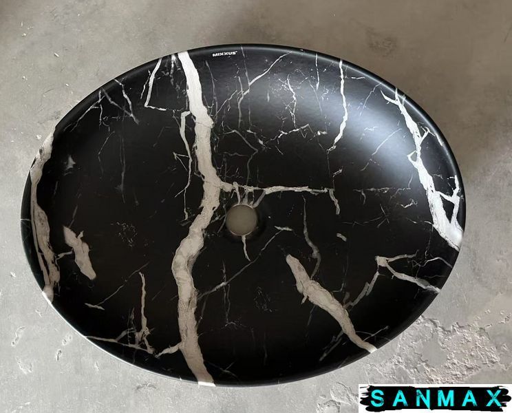 Раковина накладна Mixxus Premium Ellipse-0102 Marble 515х400х130mm (MP6552) MP6552 фото