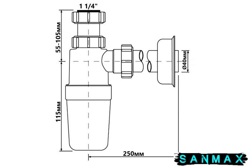 Сифон для умивальника 1/4х40 HC2-40 J HC2-40J фото