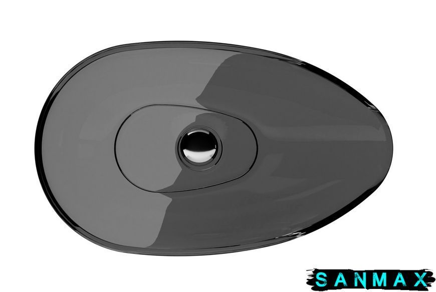 Умивальник на стільницю Besco Neya Carbon Grey 60х35 клік-клак хром #UMN-60-CGC фото